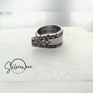 1950's Imperial 'Misty Morn' Stainless Steel Ring floral design semi-open wrap